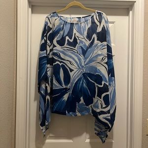 Chicos blue pattern poncho Large/XLarge